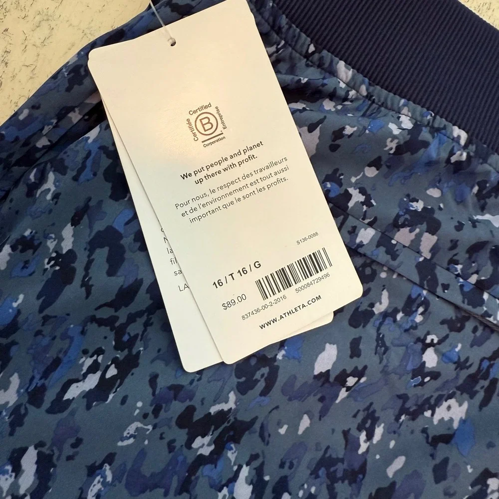 ATHLETA NWT Brooklyn Ankle‎ Pant 16 Tall Blue Camo Print Casual Jogger Style
